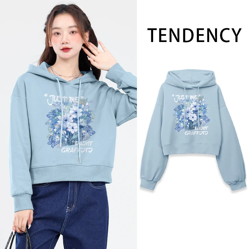 拉夏贝尔卫衣女设计感小众短款连帽卫衣女2024新款秋加绒显瘦上衣