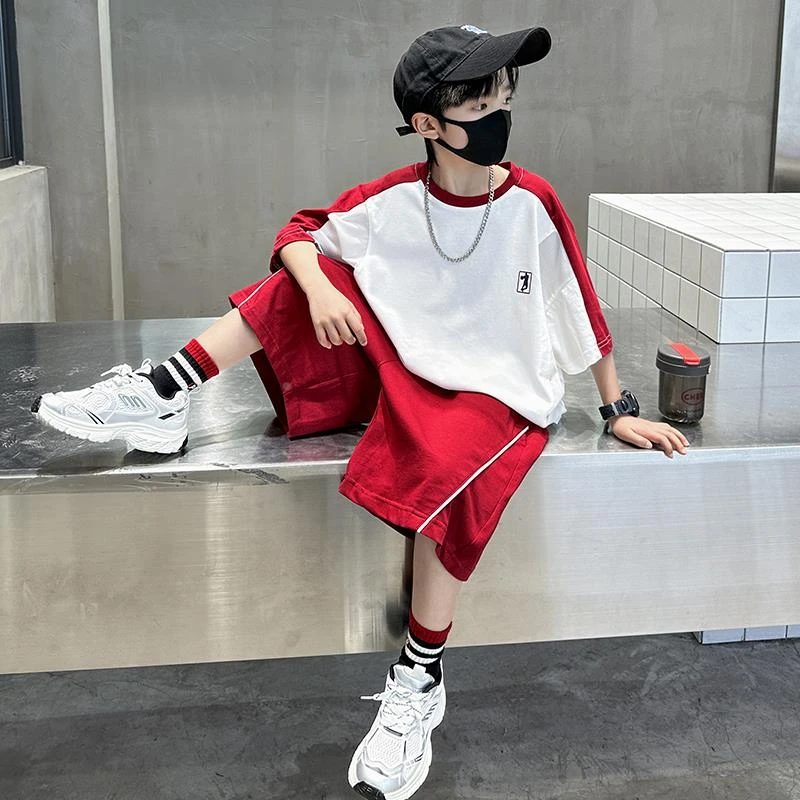 儿童装男童夏装薄款短袖套装2024新款夏季中大童运动男孩夏款酷帅