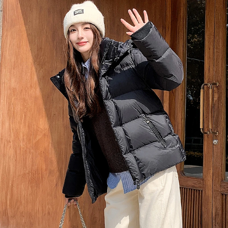 优淳羽加厚95白鸭绒羽绒服短款连帽男女情侣装东北抗寒保暖外套