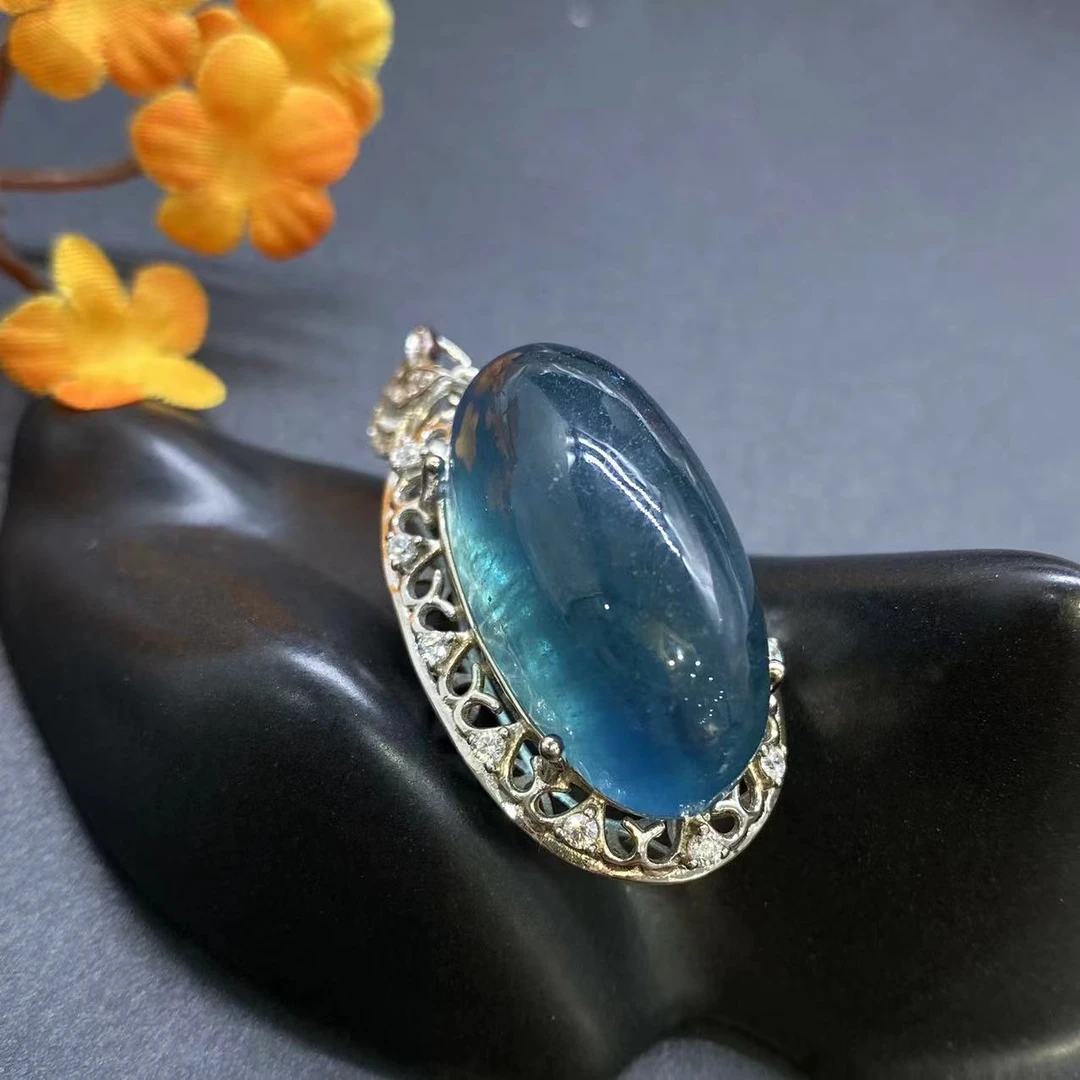 海蓝宝石（处理）【初见珠宝】S925银海蓝宝吊坠16-2C54X21【13*26】