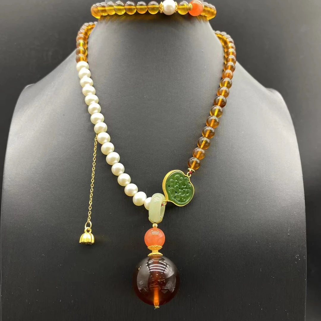 【初见珠宝】琥珀DIY套链21-2C34X8【尺寸约7mm+】