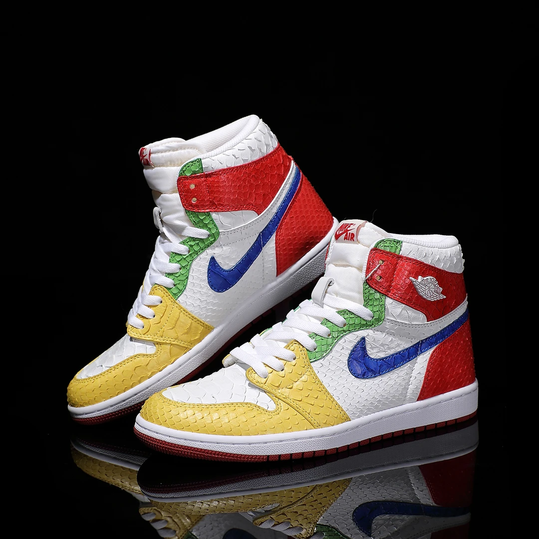 NIKE/耐克AJ 1蟒蛇皮【定制球鞋】情侣高帮时尚球鞋潮流潮鞋百搭