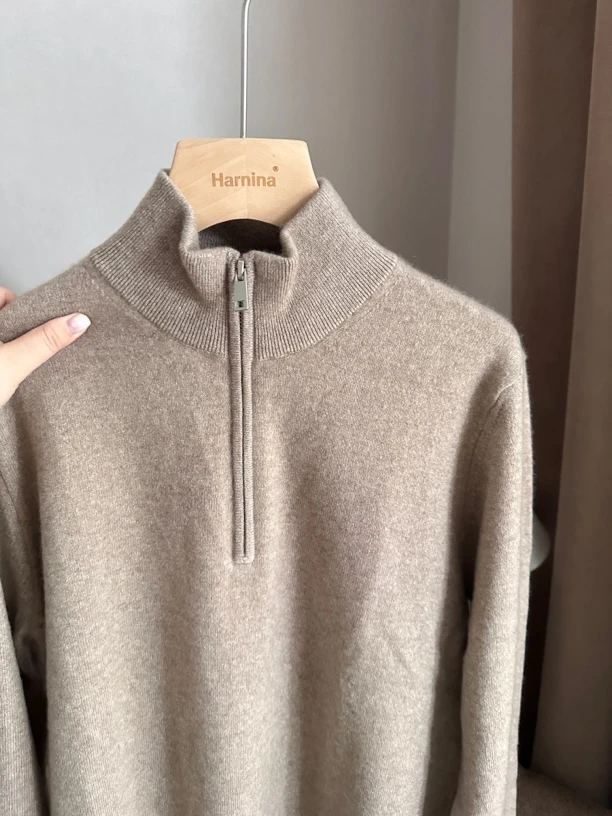 【男装半开拉链】100%纯山羊绒 半开拉链羊绒衫上衣 气质版