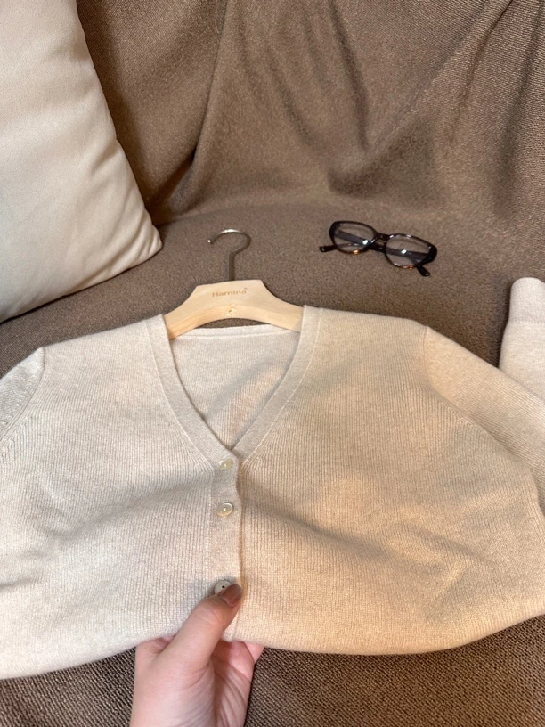 【LOVE Me】100%山羊绒 V领四平针极致美腻开衫 可搭一套