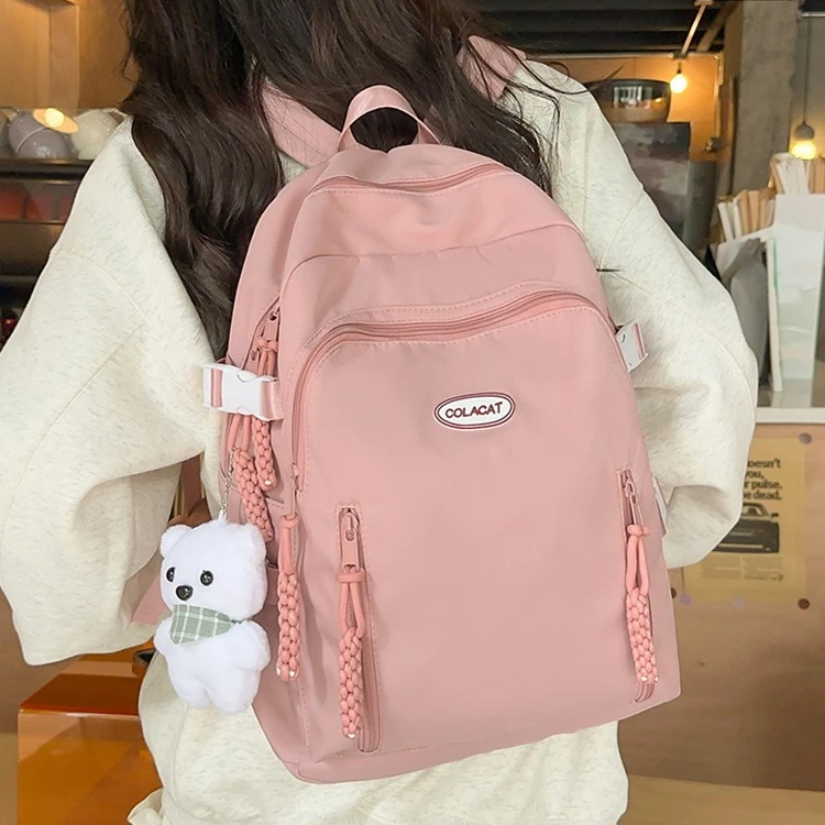 简约时尚女包学生用高颜值纯色背包新款