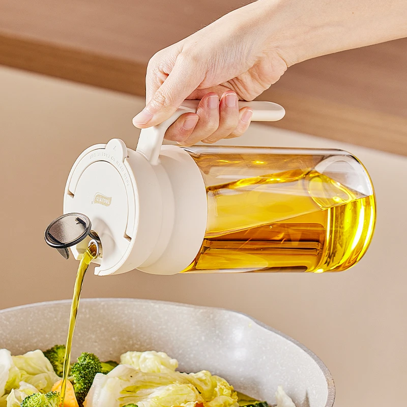 重力油壶油瓶家用厨房不易挂油玻璃油壸罐壶酱油调料瓶自动开合瓶