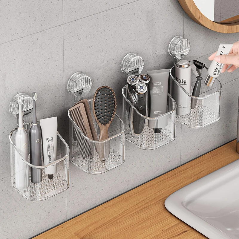 俊主厨卫生间牙刷牙膏梳子吸盘置物架免打孔壁挂浴室洗漱台创意家