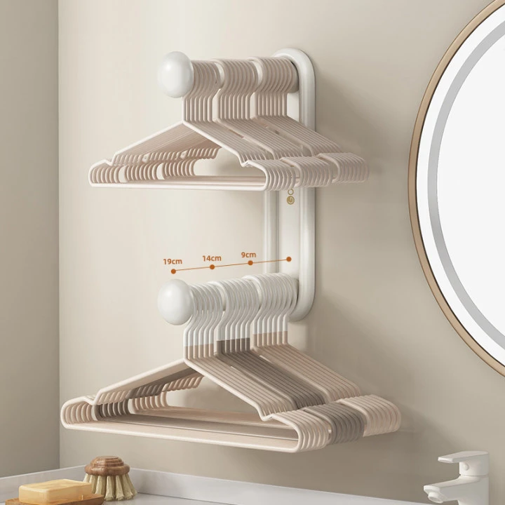 免钉衣架收纳神器免打孔阳台壁挂多功能整理架家用晾衣架收纳挂架