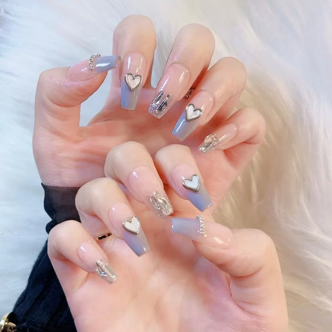 专属  手工光疗美甲贴 海蓝之谜果冻贴片 假指甲成品可拆卸穿戴甲