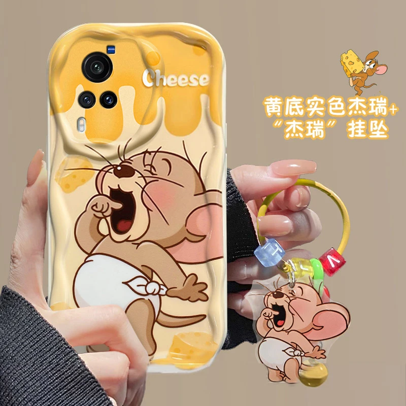 可爱杰瑞vivoX60手机壳V2046A气囊防摔软壳耐脏全包潮牌挂坠新款