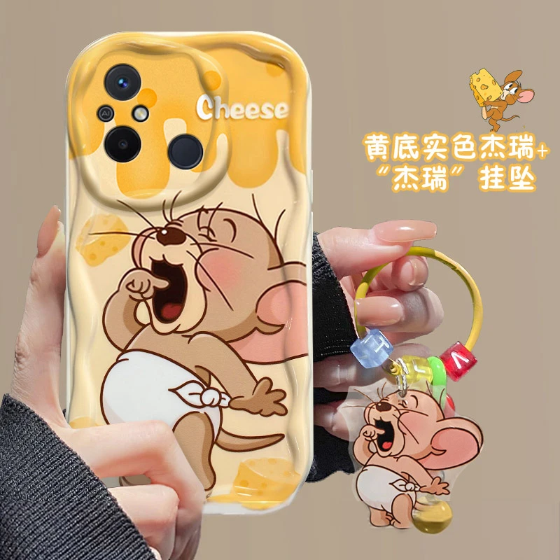 可爱杰瑞红米12C手机壳22120RN86C气囊防摔软壳耐脏全包潮牌挂坠