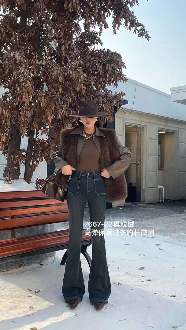 秋季新品7667款牛仔微喇裤复古喇叭裤高腰显瘦时尚百搭