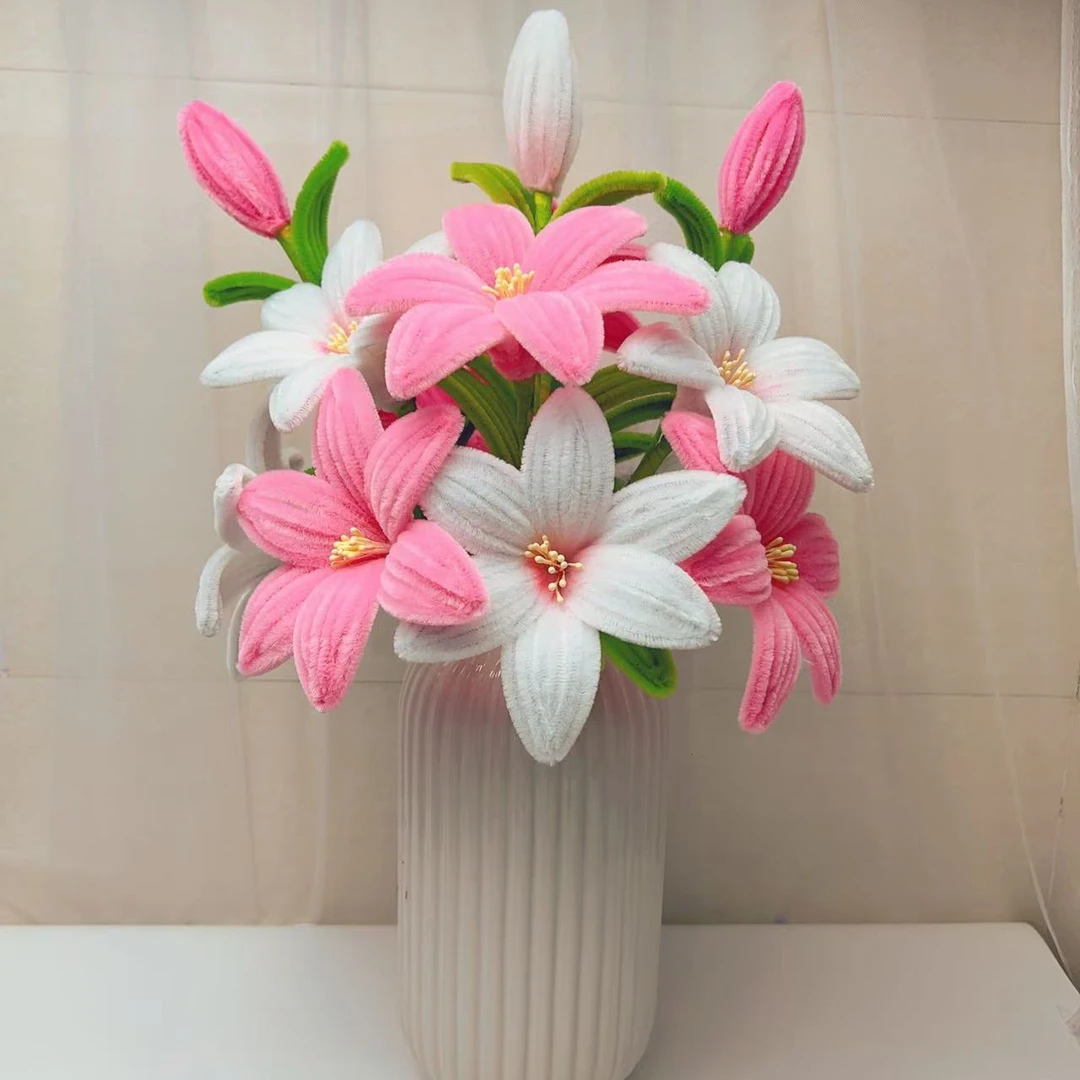 【送防摔灯笼花瓶】简易版百合花材料包加密扭扭棒材料包制作教程
