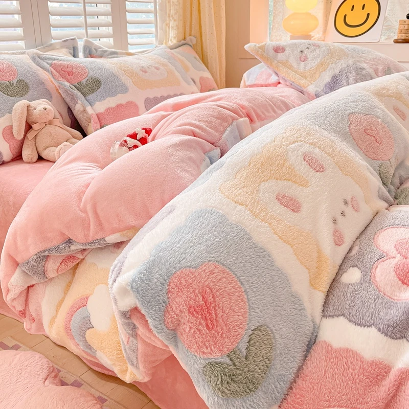 富安娜冬天加厚珊瑚牛奶绒被套单件150x200x230学生宿舍单人双面