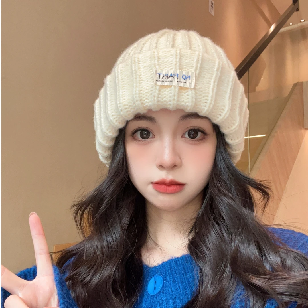 日系大头围宽松圆脸适合的毛线帽子女冬保暖2023爆款显脸小针织帽