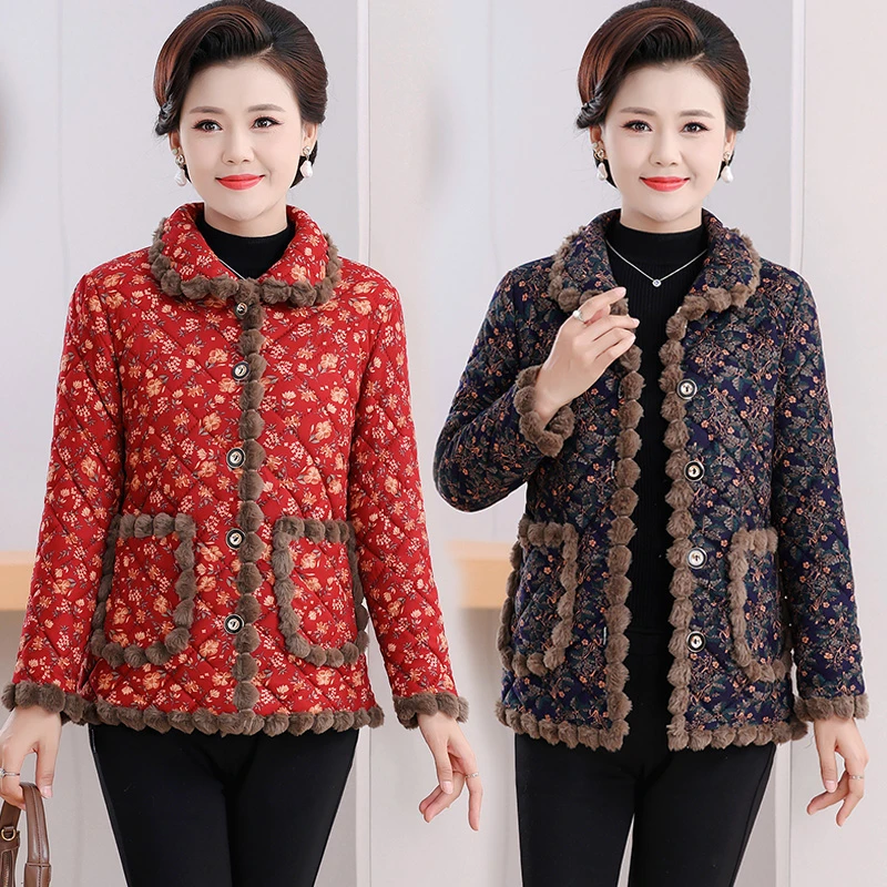 2024新款中老年保暖加绒加厚小棉衣冬季洋气妈妈装秋冬短款时尚