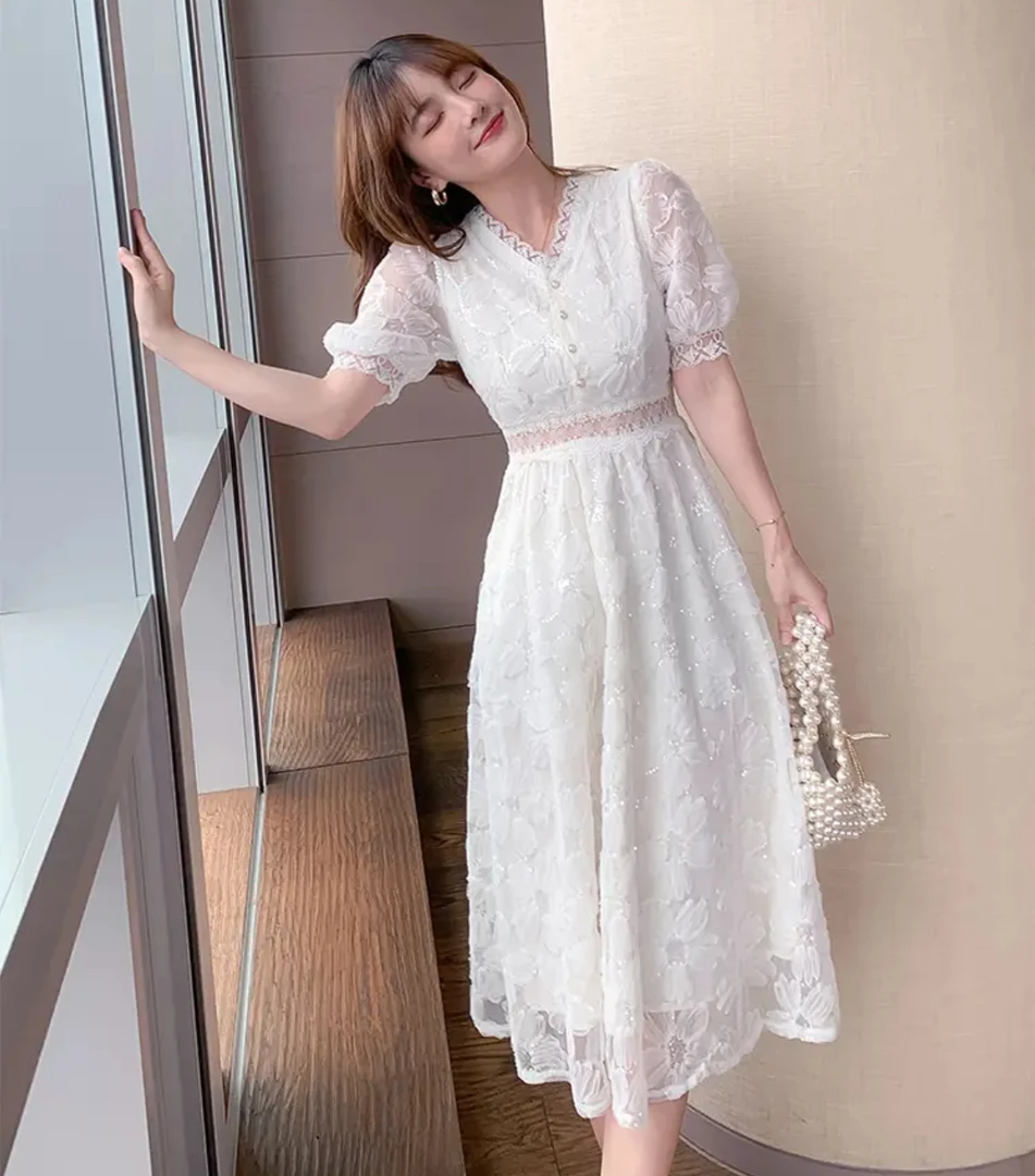 【语馨服饰】5554气质收腰短袖显瘦连衣裙