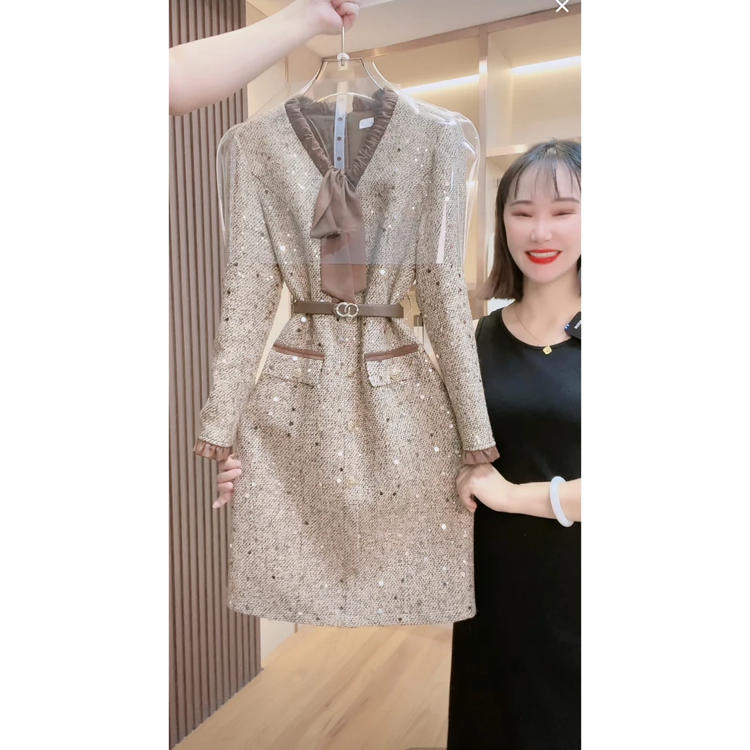 【语馨服饰轻奢女装】1869新款气质收腰显瘦连衣裙