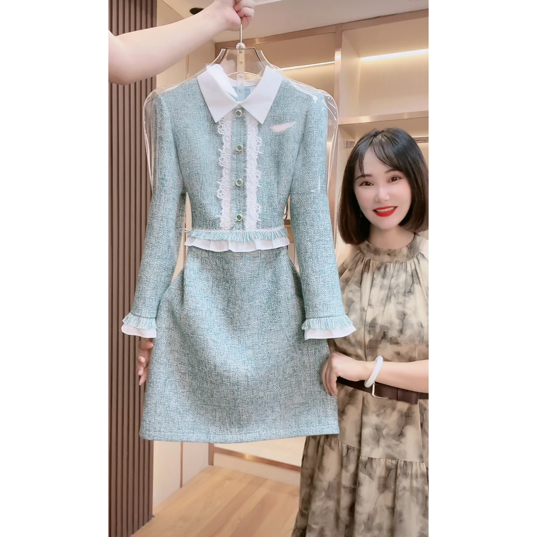 【语馨服饰轻奢女装】9435新款气质收腰显瘦连衣裙