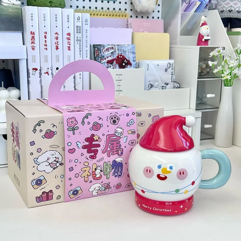 圣诞节礼物送闺蜜生日礼品圣诞雪人陶瓷马克杯带盖女生伴手礼礼盒