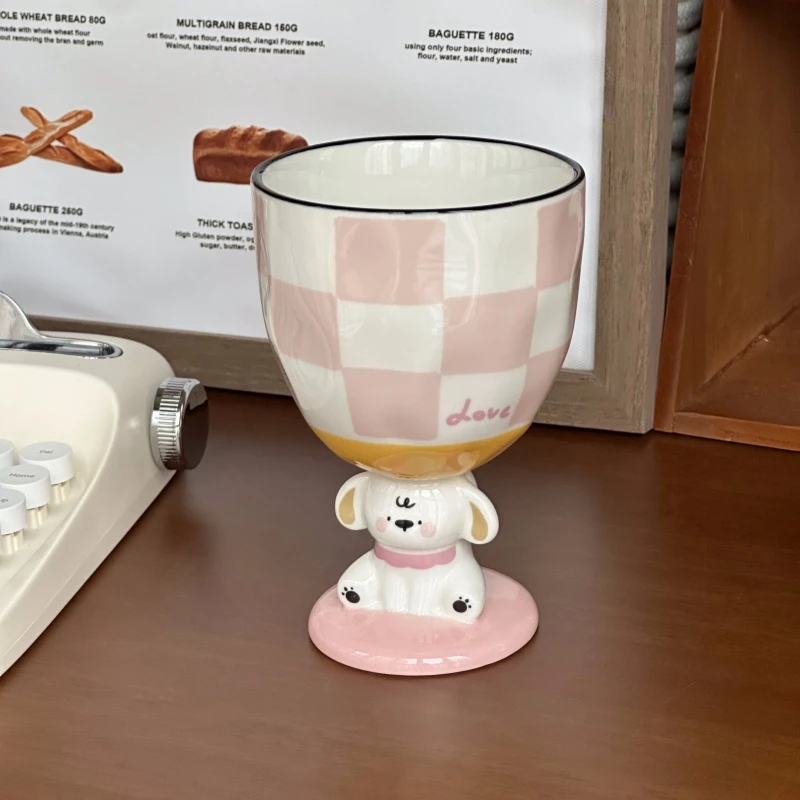 可爱卡通高脚杯高颜值陶瓷马克杯送女生生日礼物闺蜜伴手礼礼盒装