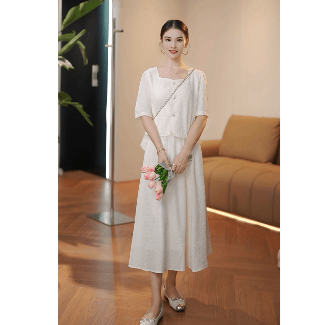 【CiCi专属】夏季新款法式肌理感小香风优雅气质套装