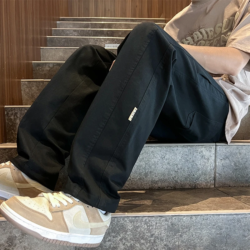 2025春秋季直筒休闲裤男士帅气潮流美式工装裤纯棉宽松百搭阔腿裤