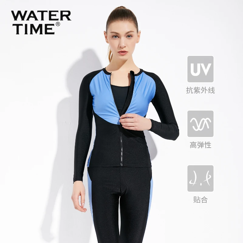 WaterTime潜水服女分体水母衣冲浪服保暖防晒浮潜长袖长裤泳衣女
