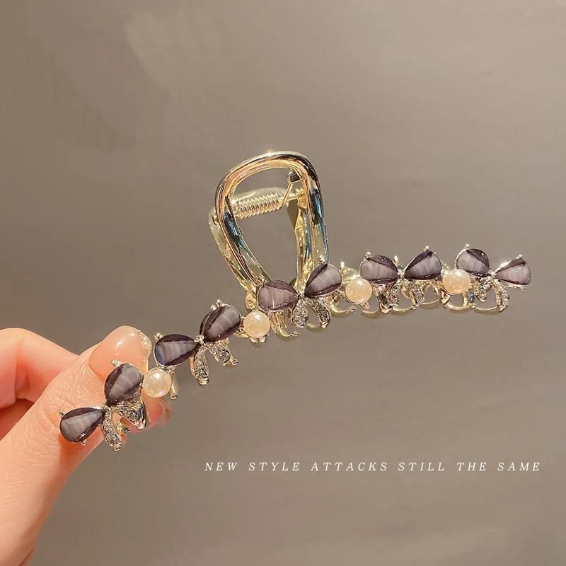 蝴蝶结发夹女后脑勺抓夹高级感头发鲨鱼夹子网红发卡大号发抓头饰