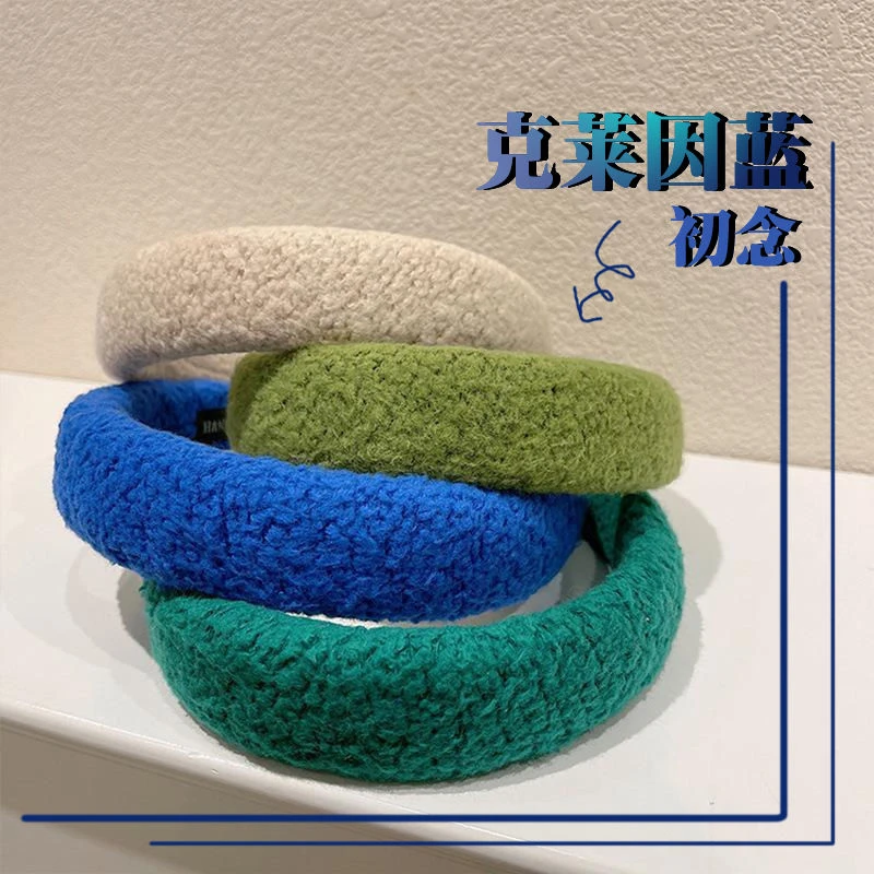 韩国新款圈圈毛线发箍海绵发卡毛绒秋冬羊羔毛发箍百搭女