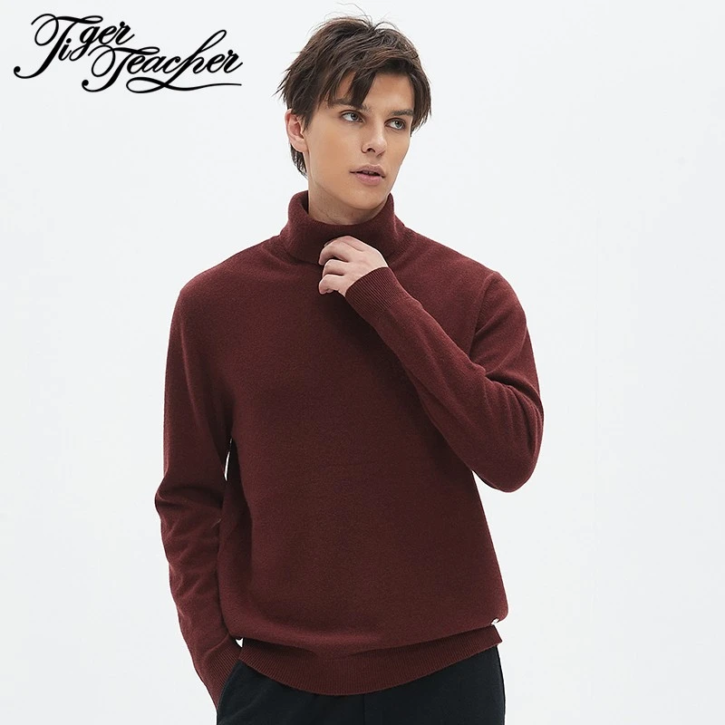 2024新款纯山羊绒双翻领高领加厚针织衫秋冬季男保暖套衫