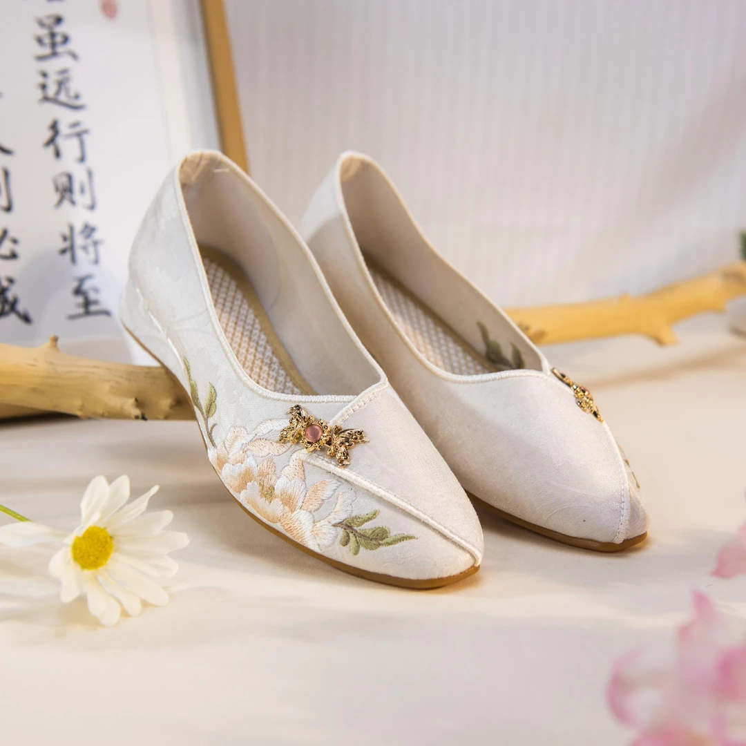 新款凤凰绣花拖鞋民族风平底居家室内外穿单鞋723-93尖头复古百搭