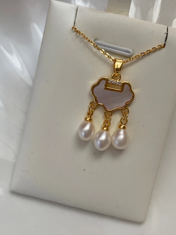 合金吊坠 项链吊坠珠宝国风百搭挂坠镶嵌小众古风简约白色精致