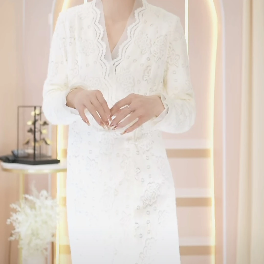 宝儿姐【觅雪】LEMONDISIN2024年国风高端奢华冬时尚优雅连衣裙气质