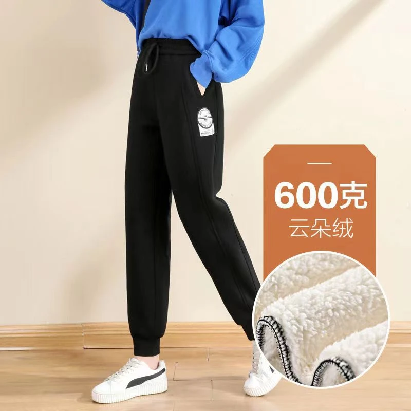米思丽2121款秋冬百搭休闲显瘦显高束脚加绒加厚宽松保暖运动裤