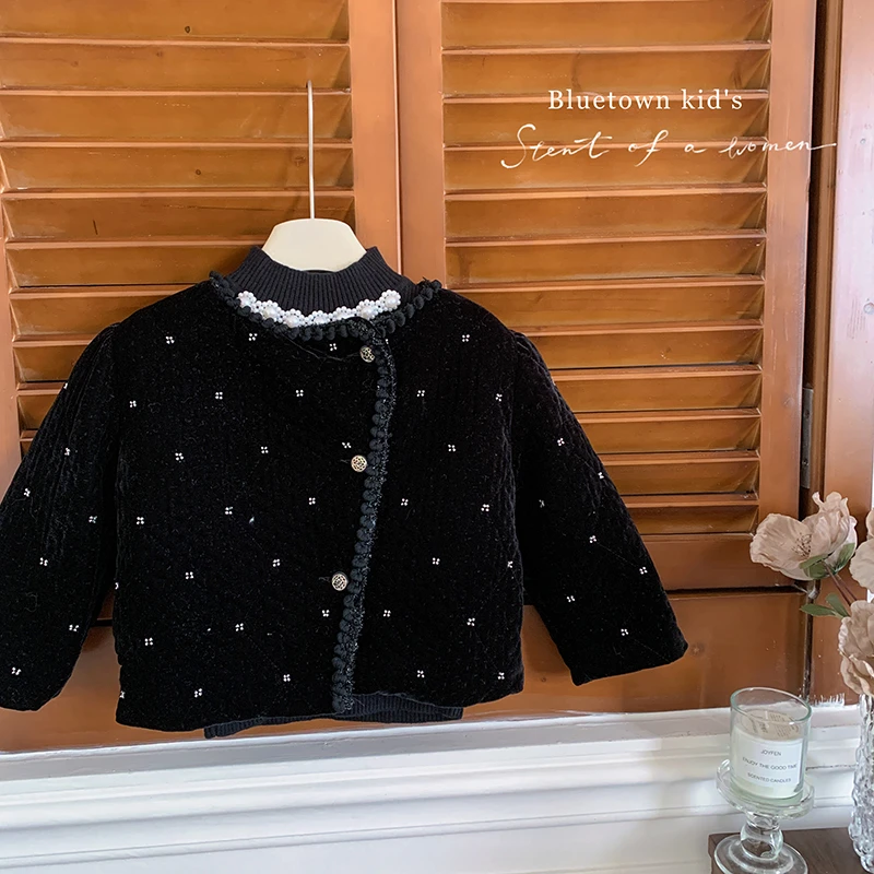 2024冬“山川禾记”女童夹棉点缀装饰小香风外套HC8671