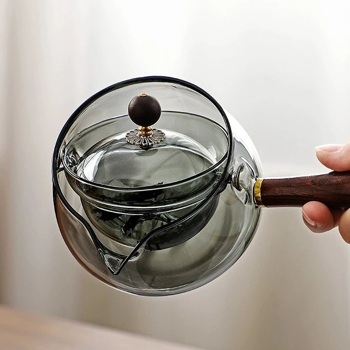 侧把壶逍遥壶耐热木把过滤轻奢大容量加厚