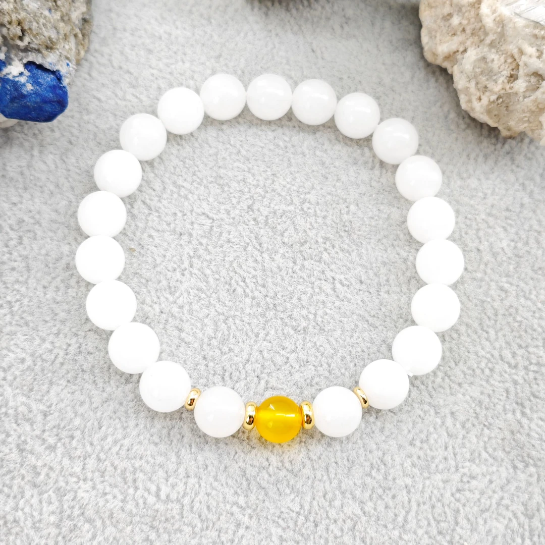 黄玛瑙顶珠配巴玉手串8mm/NYXF-BYMNSC-3