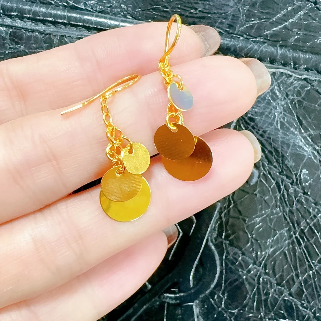 铜合金耳饰 轻奢圆片耳坠（敏感肌肤慎拍）