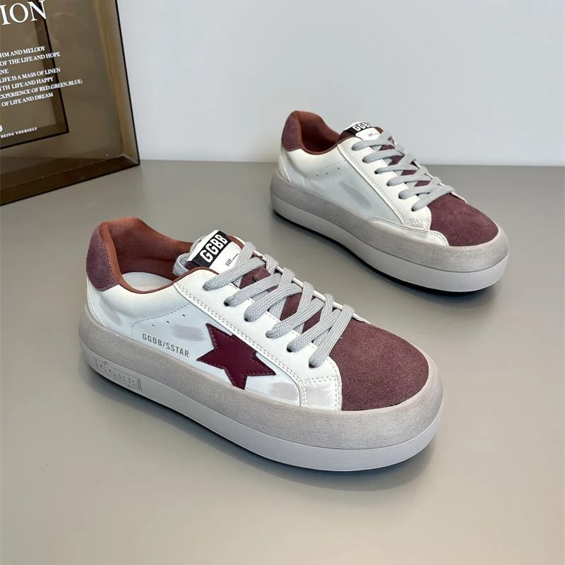 欧货潮流拼色复古休闲鞋2024新款安哥拉红星星板鞋小众做旧脏脏鞋