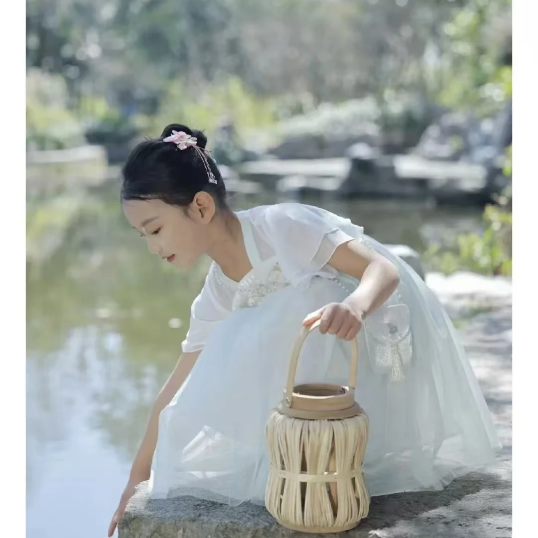 品牌撤柜女童夏季网纱汉服连衣裙公主裙国风甜美连衣裙女童1013