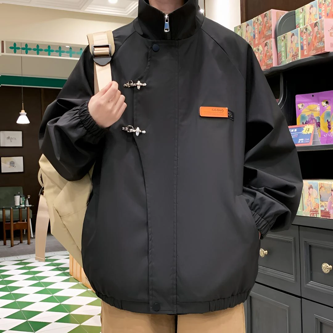 春秋男装新款设计感夹克男士户外大码冲锋衣新中式外套秋冬季上衣