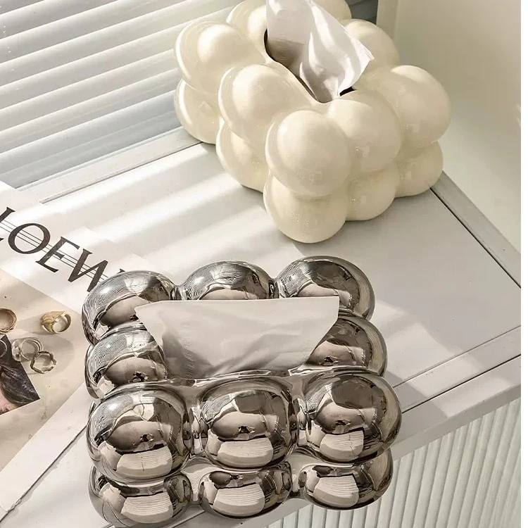 创意奶油风网红陶瓷纸巾盒摆件客厅装饰餐巾盒轻奢抽纸盒家居茶几