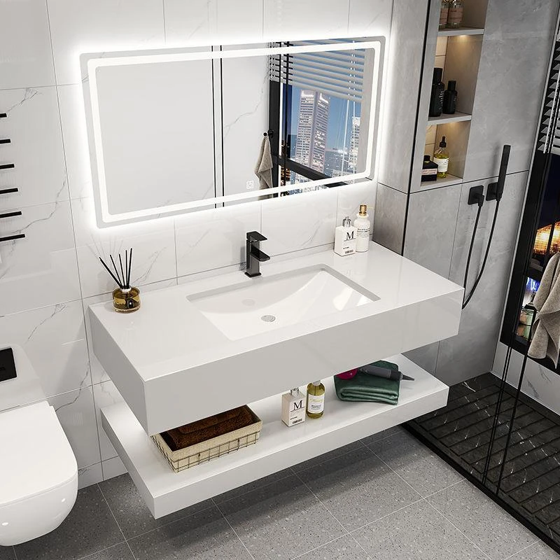 现代简约款大理石台面公共卫生间洗漱台卫浴柜组合洗脸盆卫浴套装