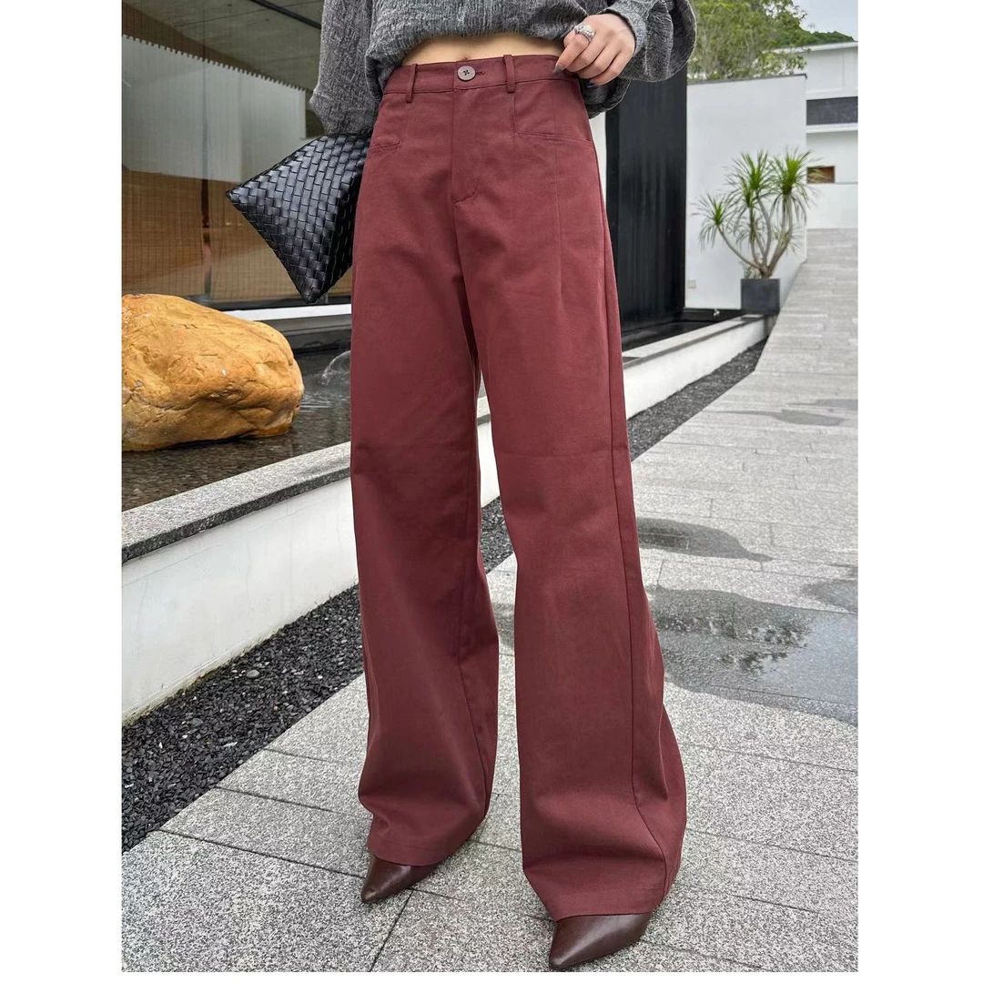 KIKI严选：61032-范希家欧洲站南油原创设计百搭纯色直筒休闲裤