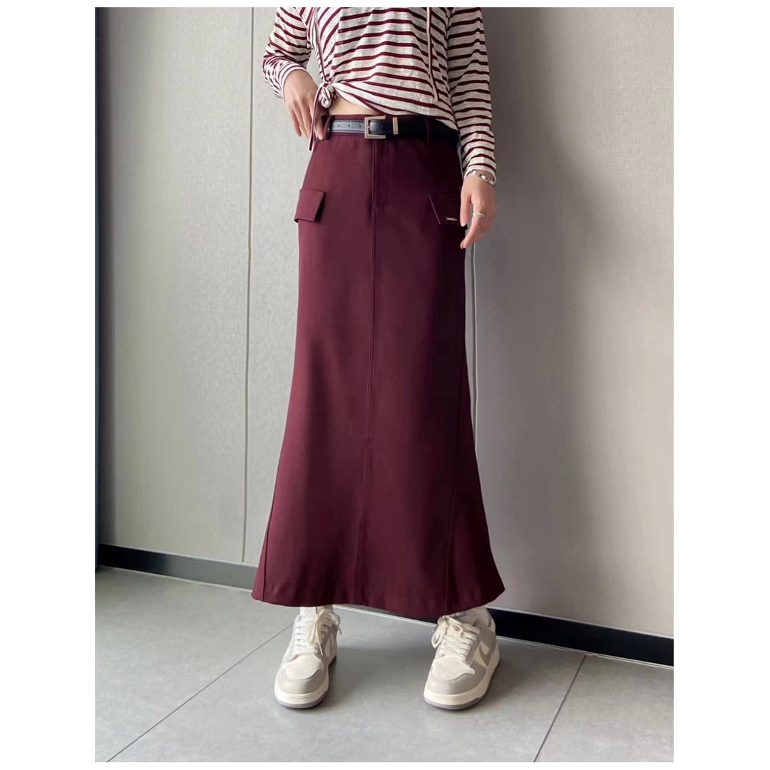 KIKI严选：1328-N家欧货秋季新款高腰包臀收腰显瘦鱼尾半身裙