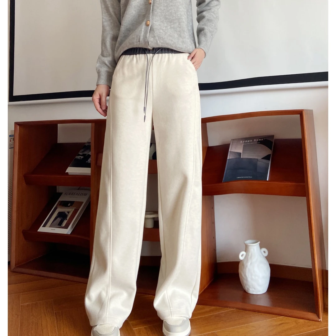 KIKI严选：1358-N家欧洲站南油秋季新款裤腰拼色抽绳直筒休闲裤