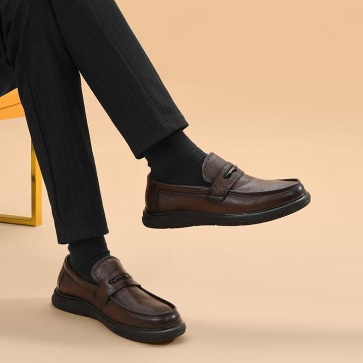 男士皮鞋男鞋秋季新款真皮商务休闲牛皮软底一脚蹬大码乐福鞋