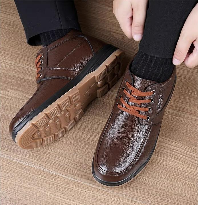 棉鞋男冬季加绒保暖加厚老头皮鞋中老年爸爸鞋软底防滑老人爷爷鞋