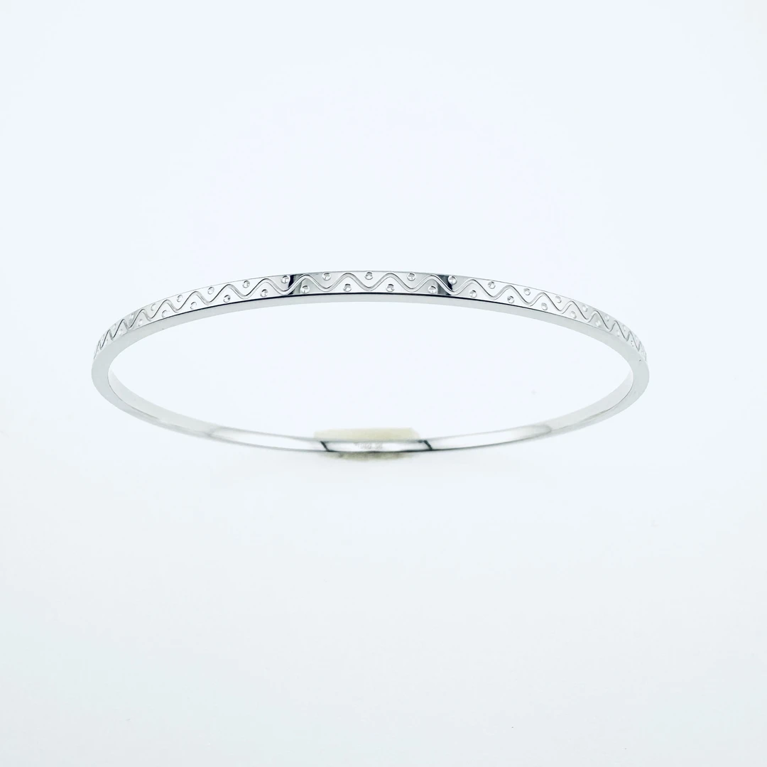 铂金Pt950国风水波纹固定圆镯手镯6.17克-56圈